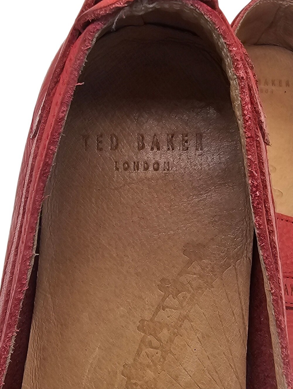Ted Baker London Red Leather Driving Moccasins Loafers Size 7 US - Picture 13 of 15